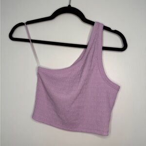 American Eagle One Shoulder Smocked Crop Top Purple Size M